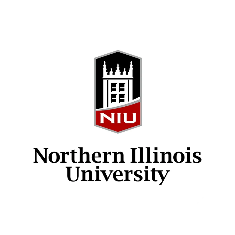  Northern Illinois University Logo, vertical format on a white circular background
